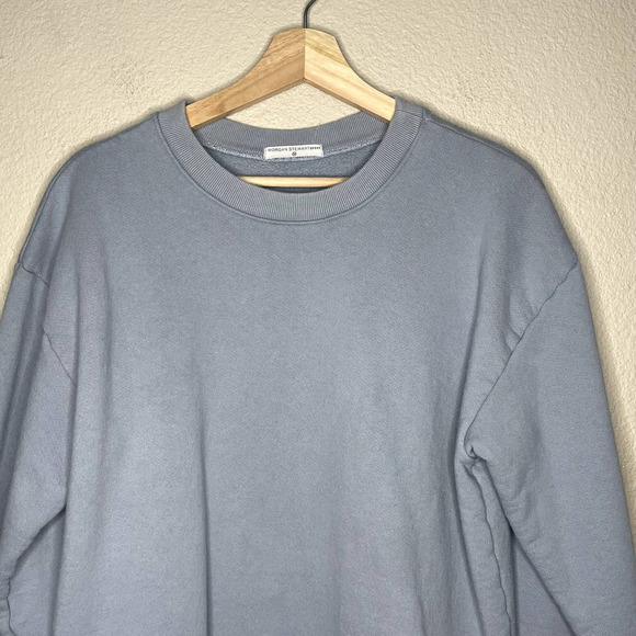 Morgan Stewart Sweatshirt Lt Blue Round Neck Oversized Pullover Athleisure Relax - Picture 5 of 11